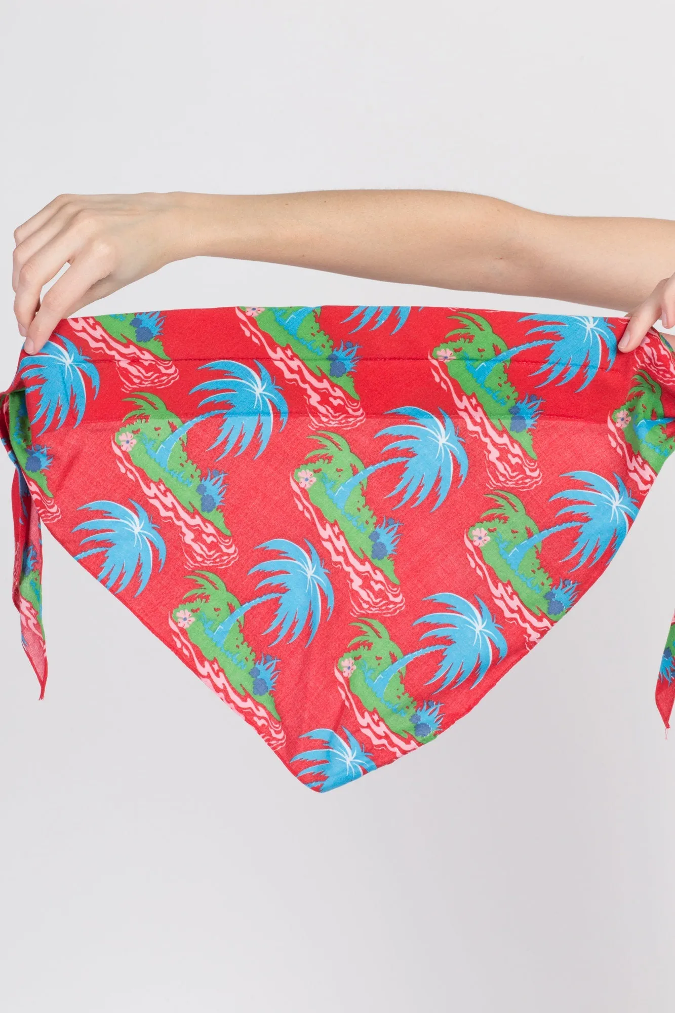 70s Boho Palm Tree Print Bandana Head Scarf