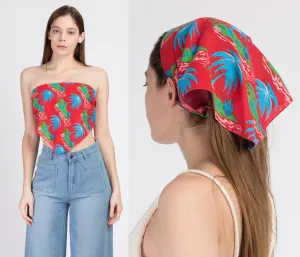 70s Boho Palm Tree Print Bandana Head Scarf