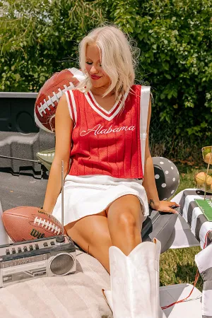 Alabama Embroidered Crop Varsity Vest Top