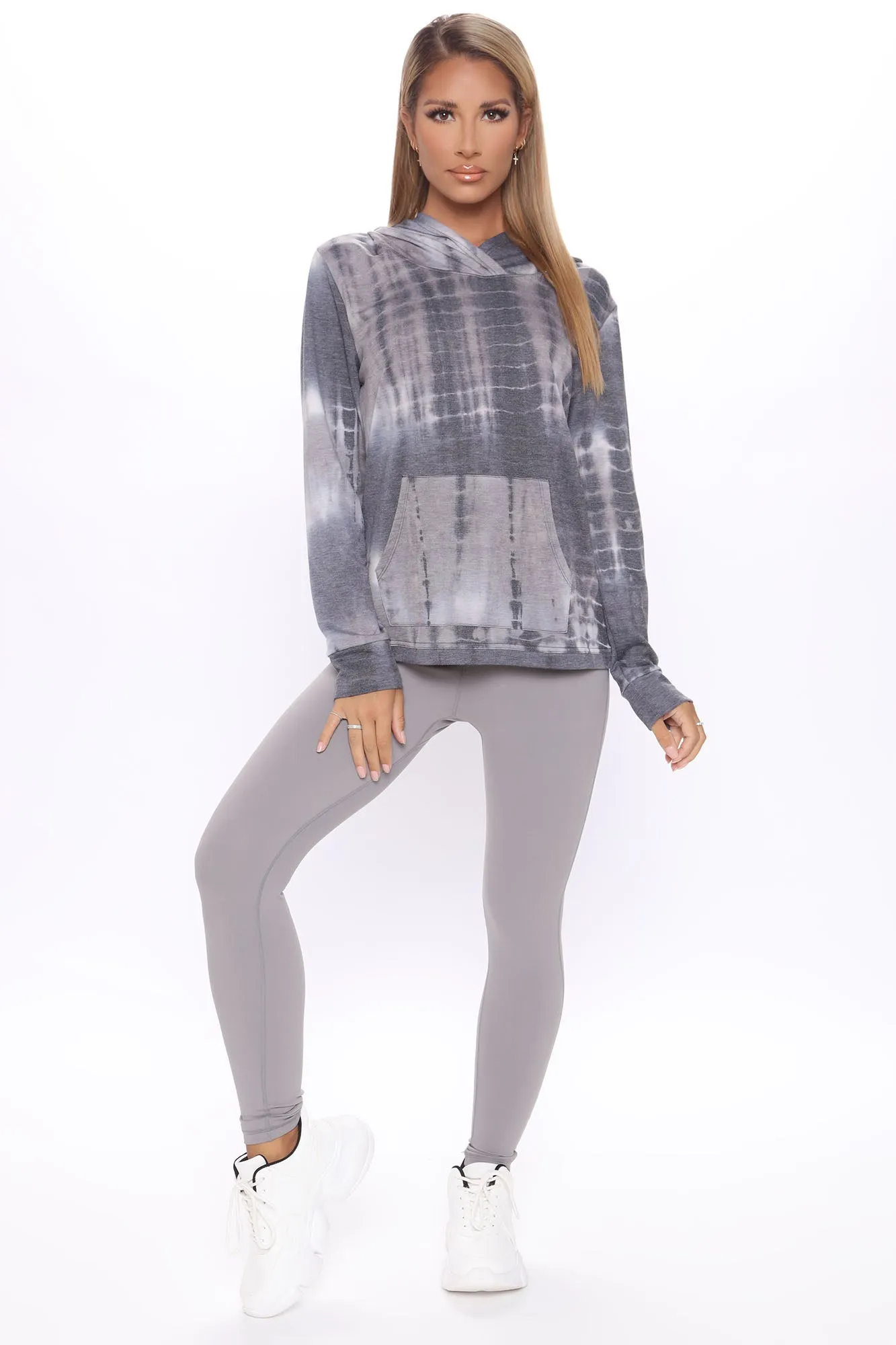 Aurora Tie Dye Active Hoodie - Grey/combo