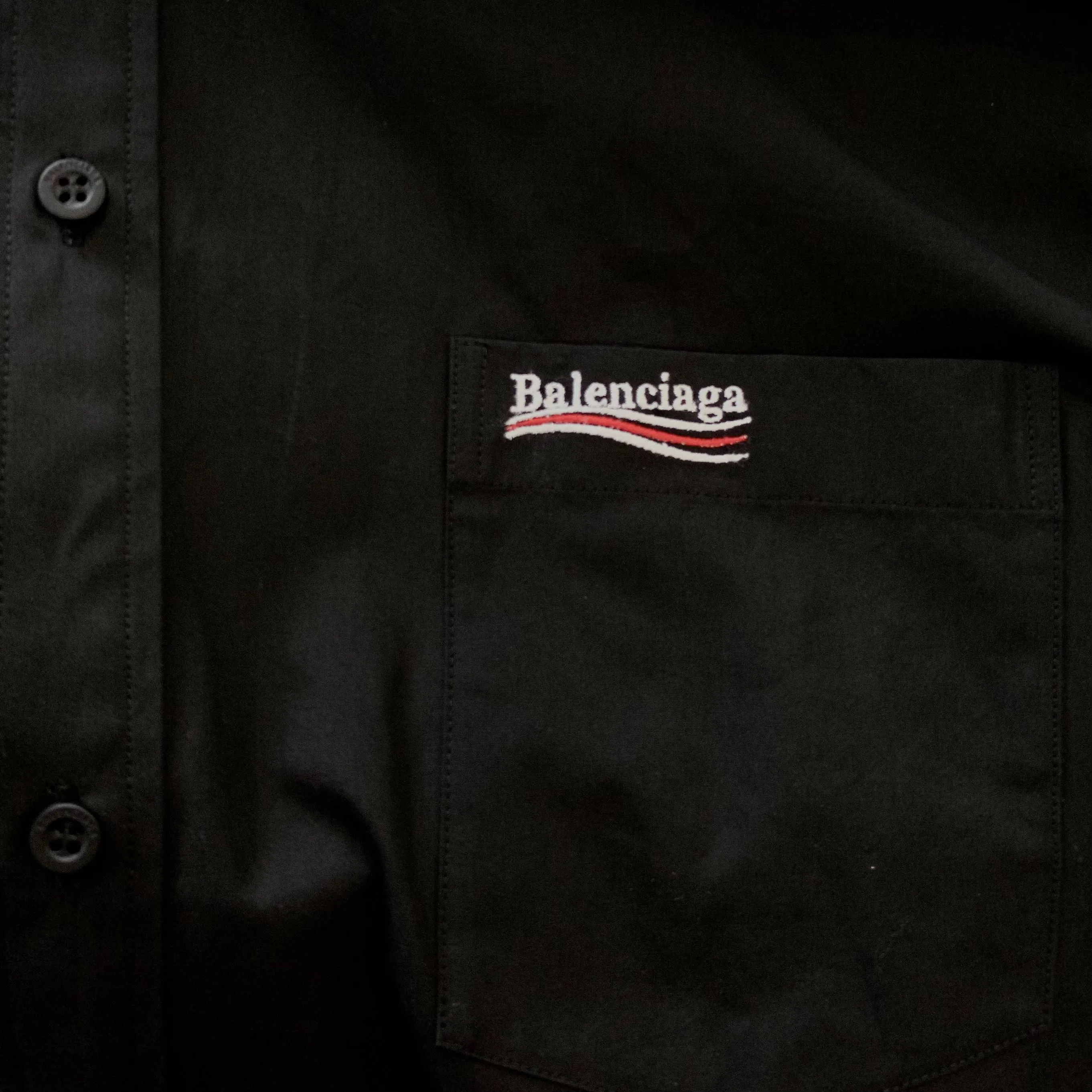 Balenciaga Political Campaign Embroidery Button Shirt Black