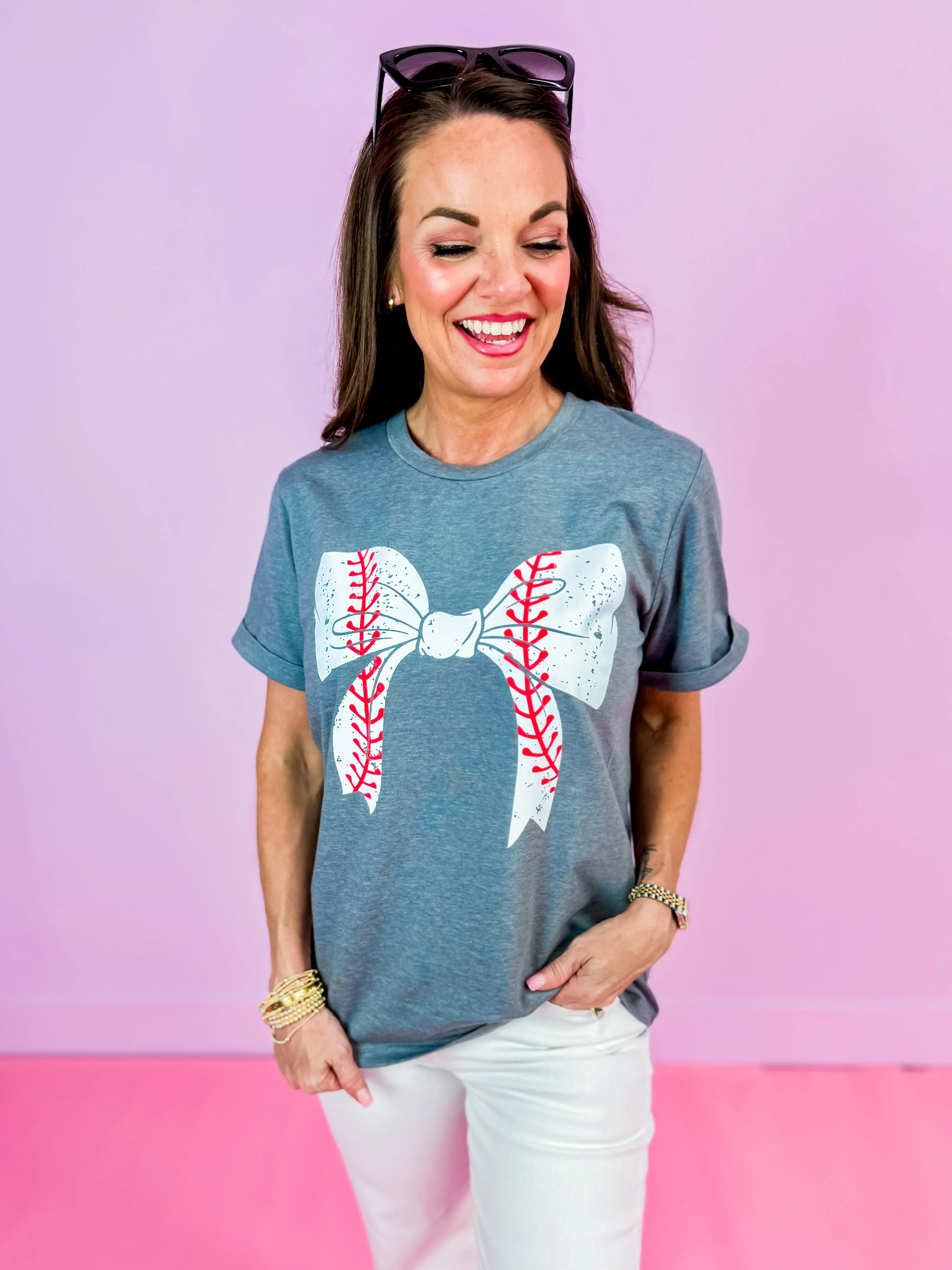 Baseball Bow Grey Tee