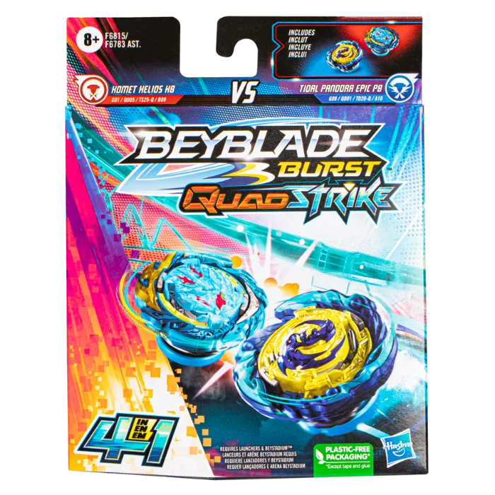 Beyblade Burst Quadstrike Komet Helios H8 And Tidal Pandora P8 Dual Pack