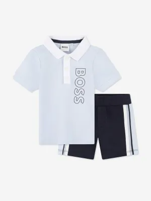 BOSS Baby Boys Polo Shirt And Shorts Set in Blue