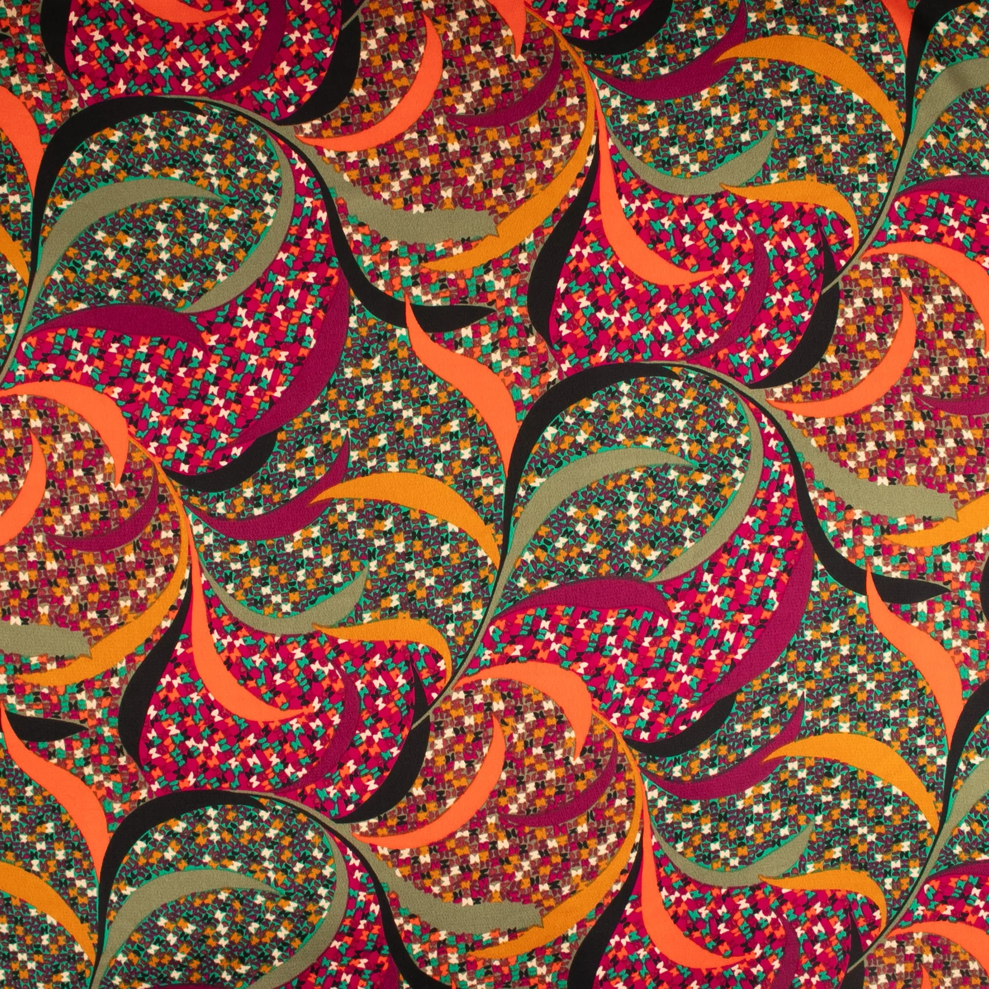 BUBBLE SHINE Printed Polyester - Leafs - Orange