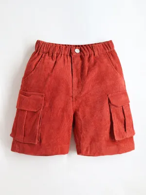 Cherry Crumble Boys Polyester Orange Self Texture Shorts