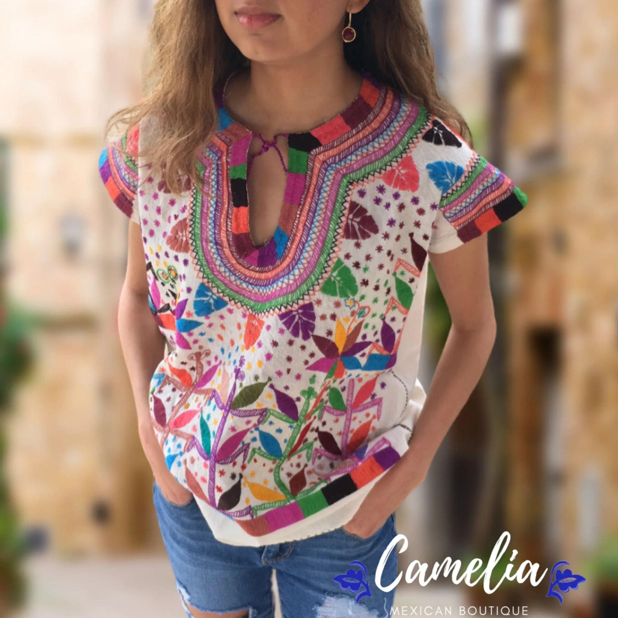 Corn Motif Mexican Blouse Sleeveless