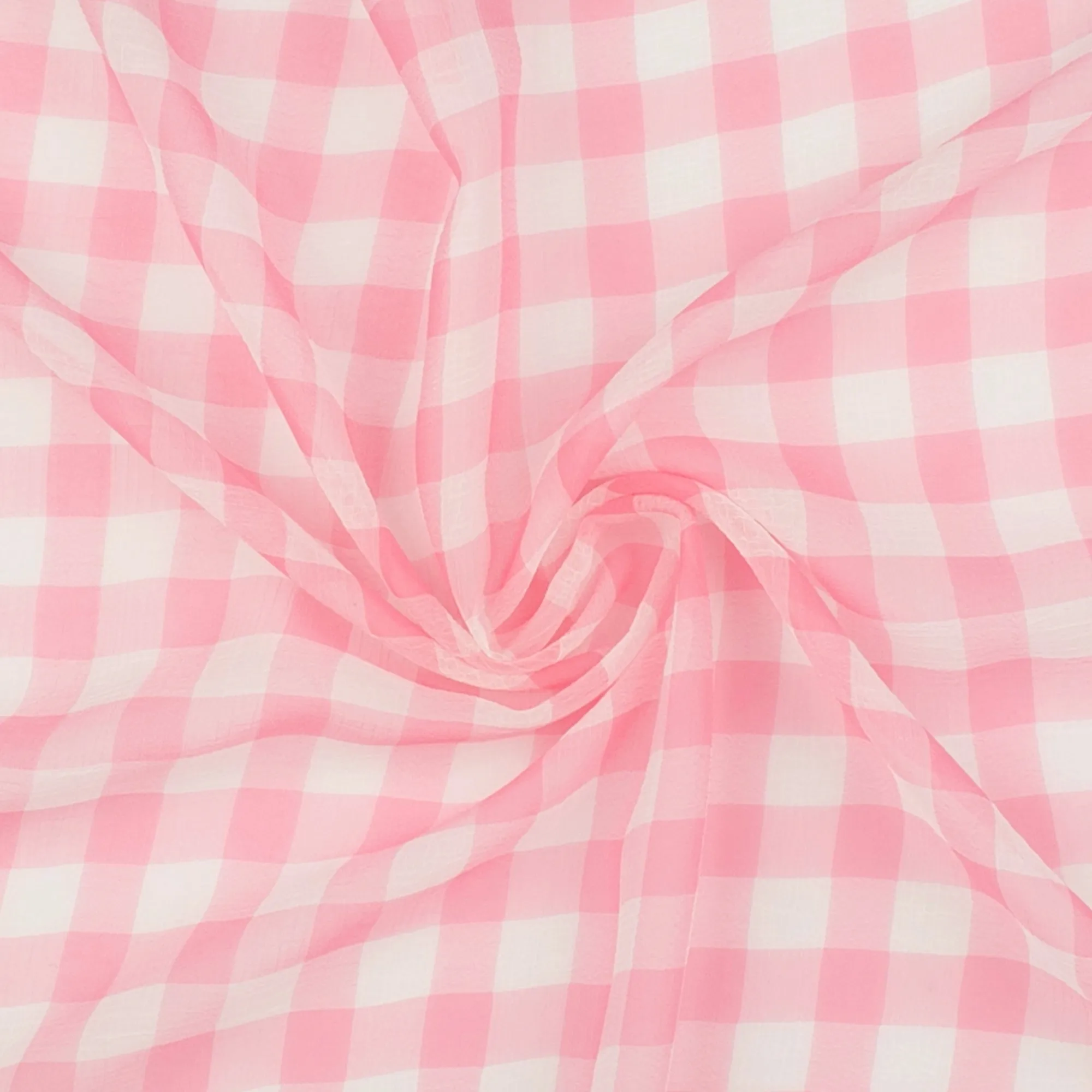 Crepe Chiffon - DAISY - Big Checks - Pink