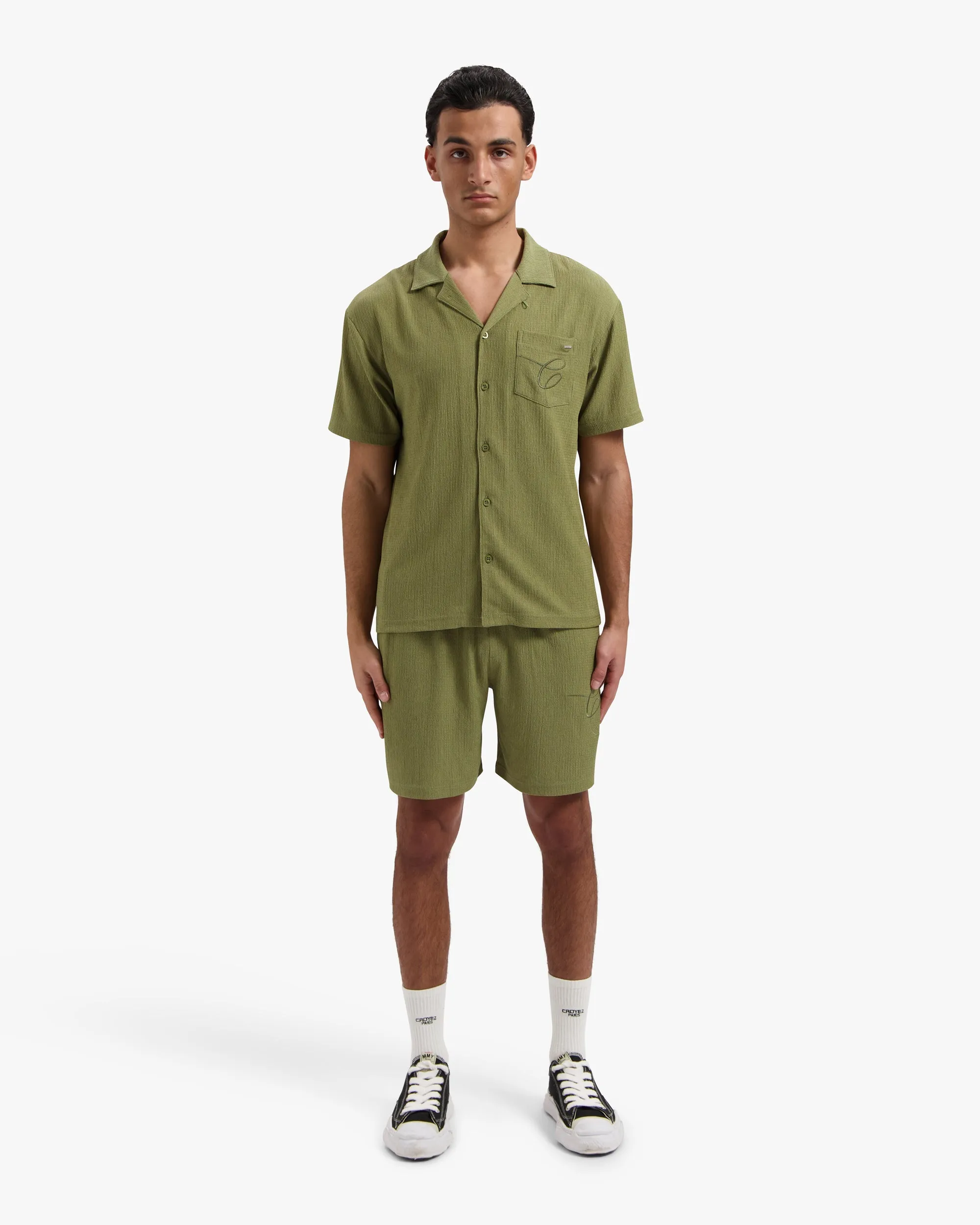 CROYEZ SEERSUCKER SHORTS - WASHED OLIVE