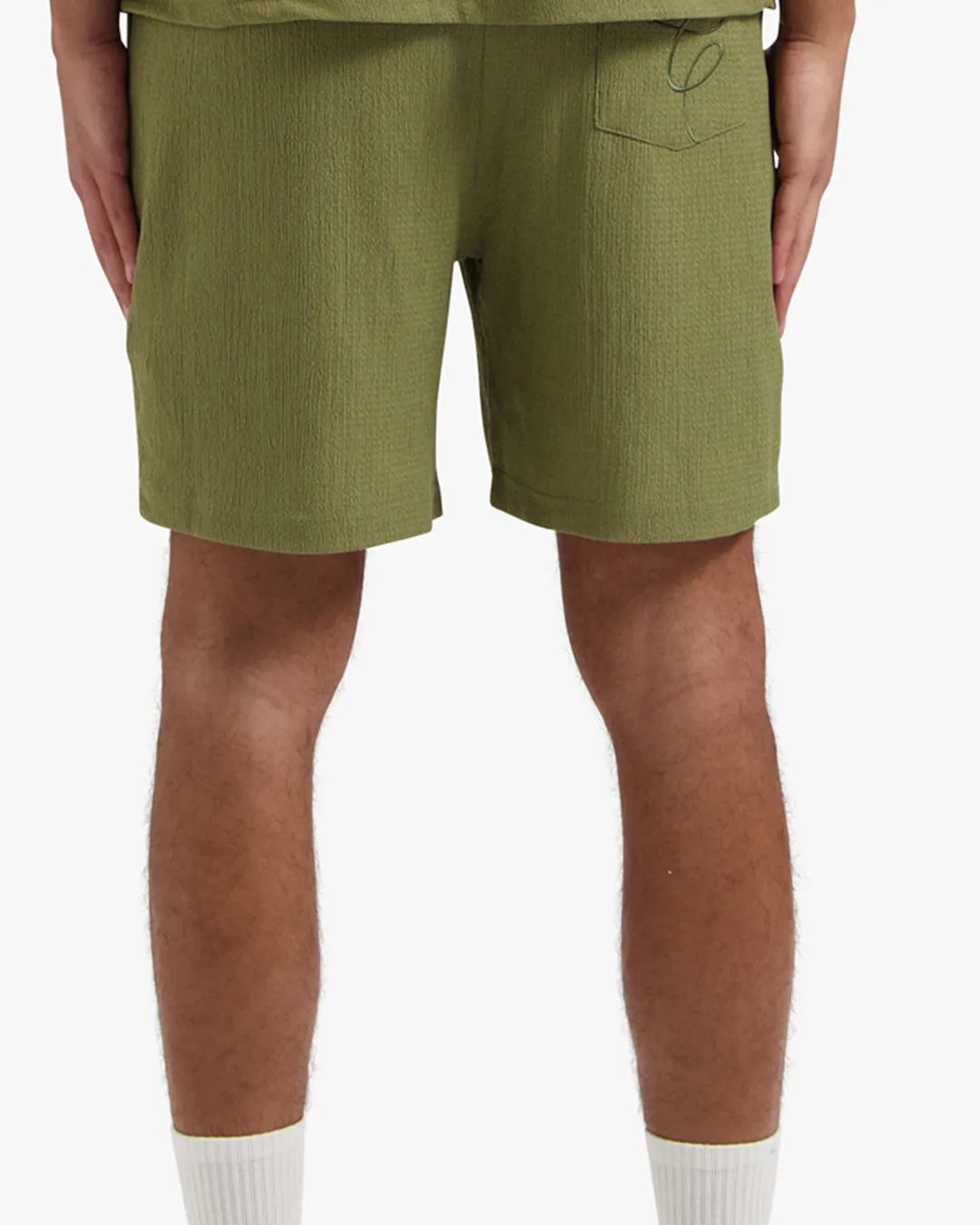 CROYEZ SEERSUCKER SHORTS - WASHED OLIVE