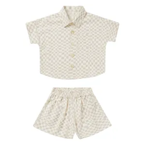 DOVE CHECK KELLI BUTTON DOWN AND SHORTS SET