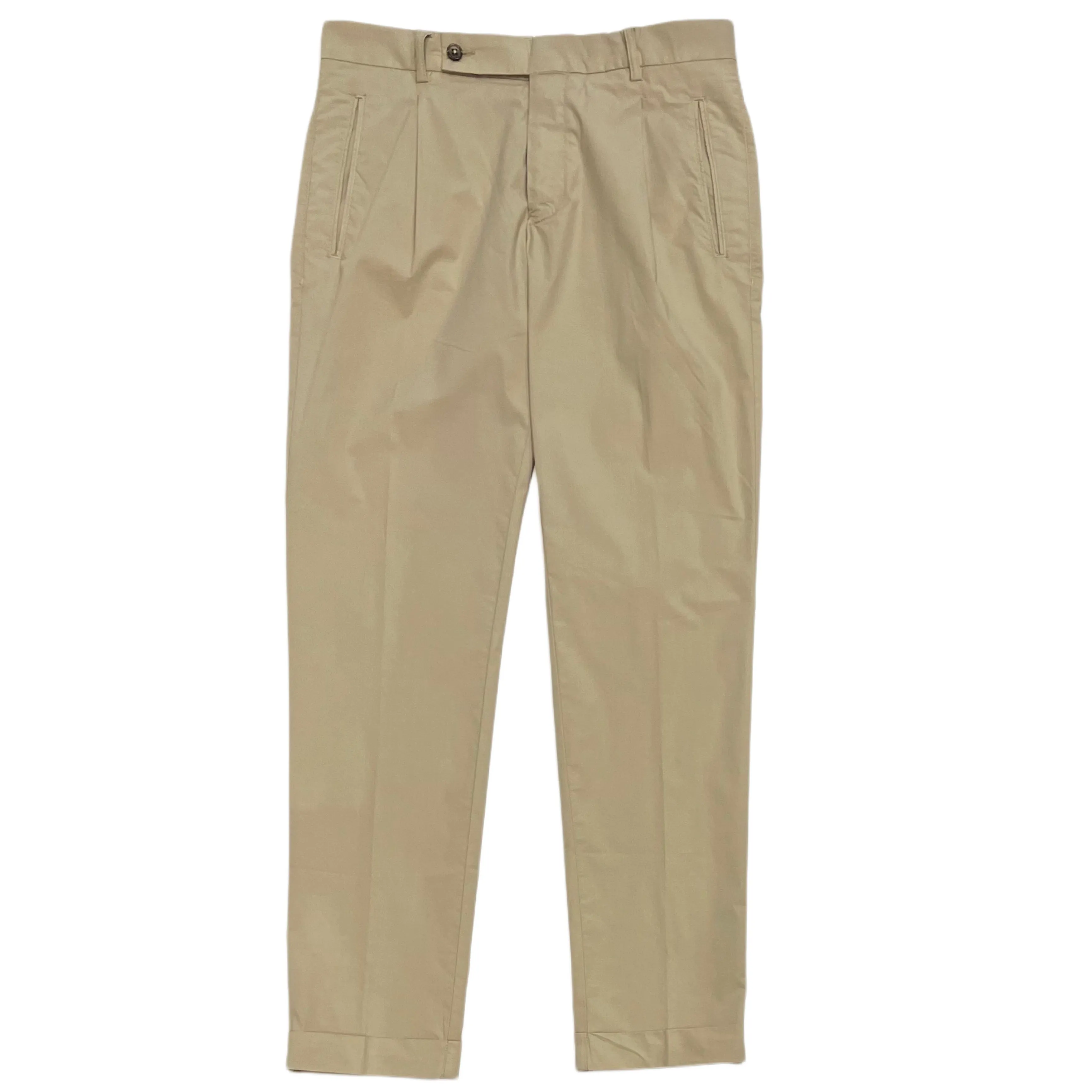 FRESH Nervi Cotton Lyocell Pleated Chino Pants In Beige