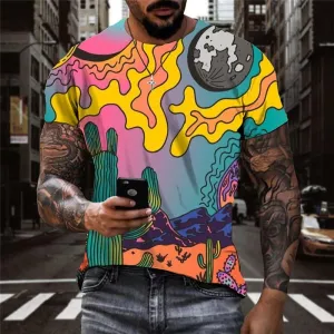 Hippie T shirt Men Earth Funny T shirts Planet Tshirts Casual Colorful Tshirt Printed