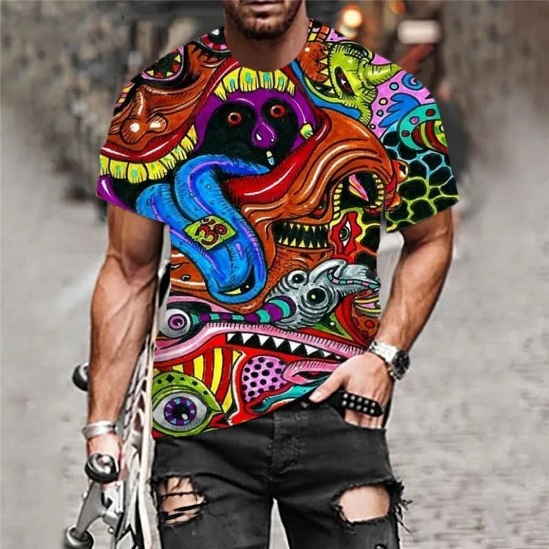 Hippie T shirt Men Funny Shirt Print Colorful Tshirt Printed Harajuku Anime Clothes