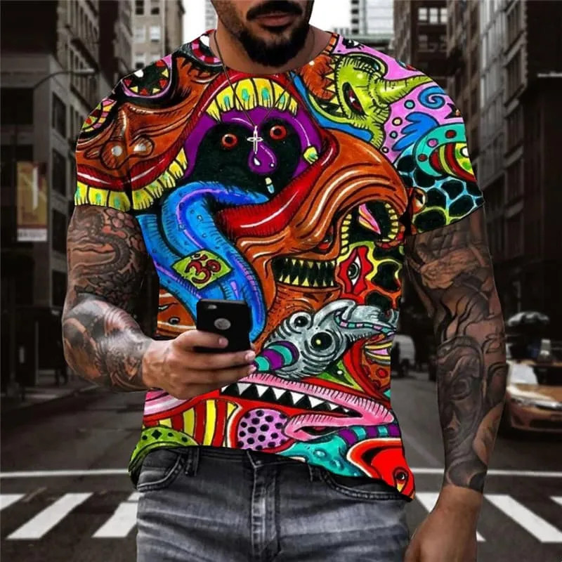 Hippie T shirt Men Funny Shirt Print Colorful Tshirt Printed Harajuku Anime Clothes