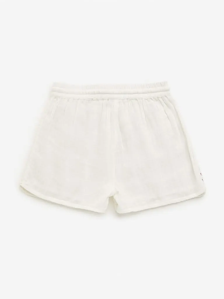 HOP Kids Multicolour Crochet Detailed Mid-Rise Shorts