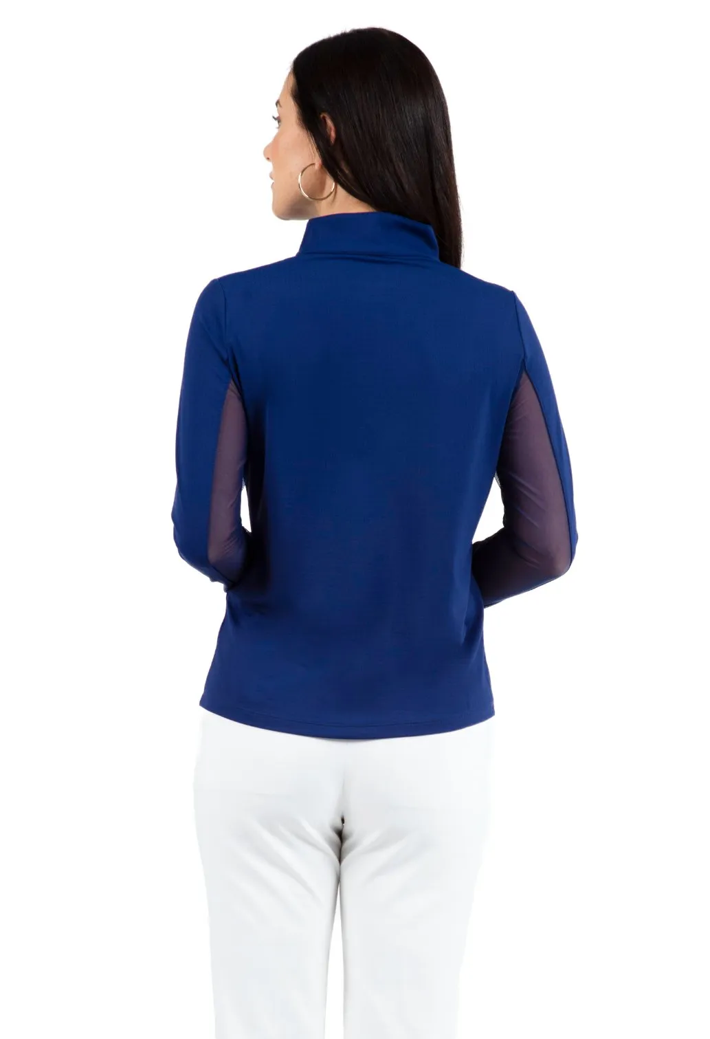 IBKUL Long Sleeve Mock Neck Top - Navy