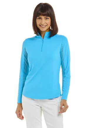 IBKUL Long Sleeve Mock Neck Top - Turquoise