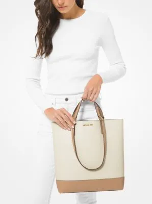 Kelli Large Two-Tone Pebbled Leather Tote Bag