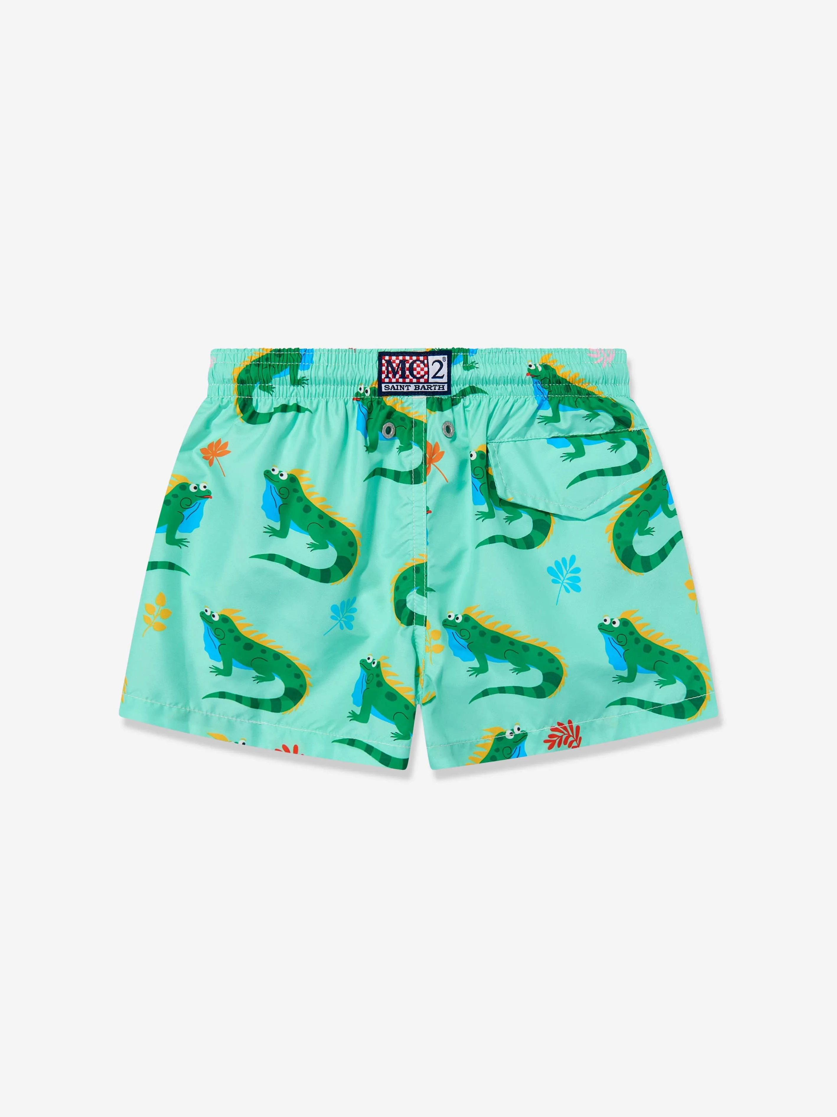 MC2 Saint Barth Boys Funny Iguana Swim Shorts in Green