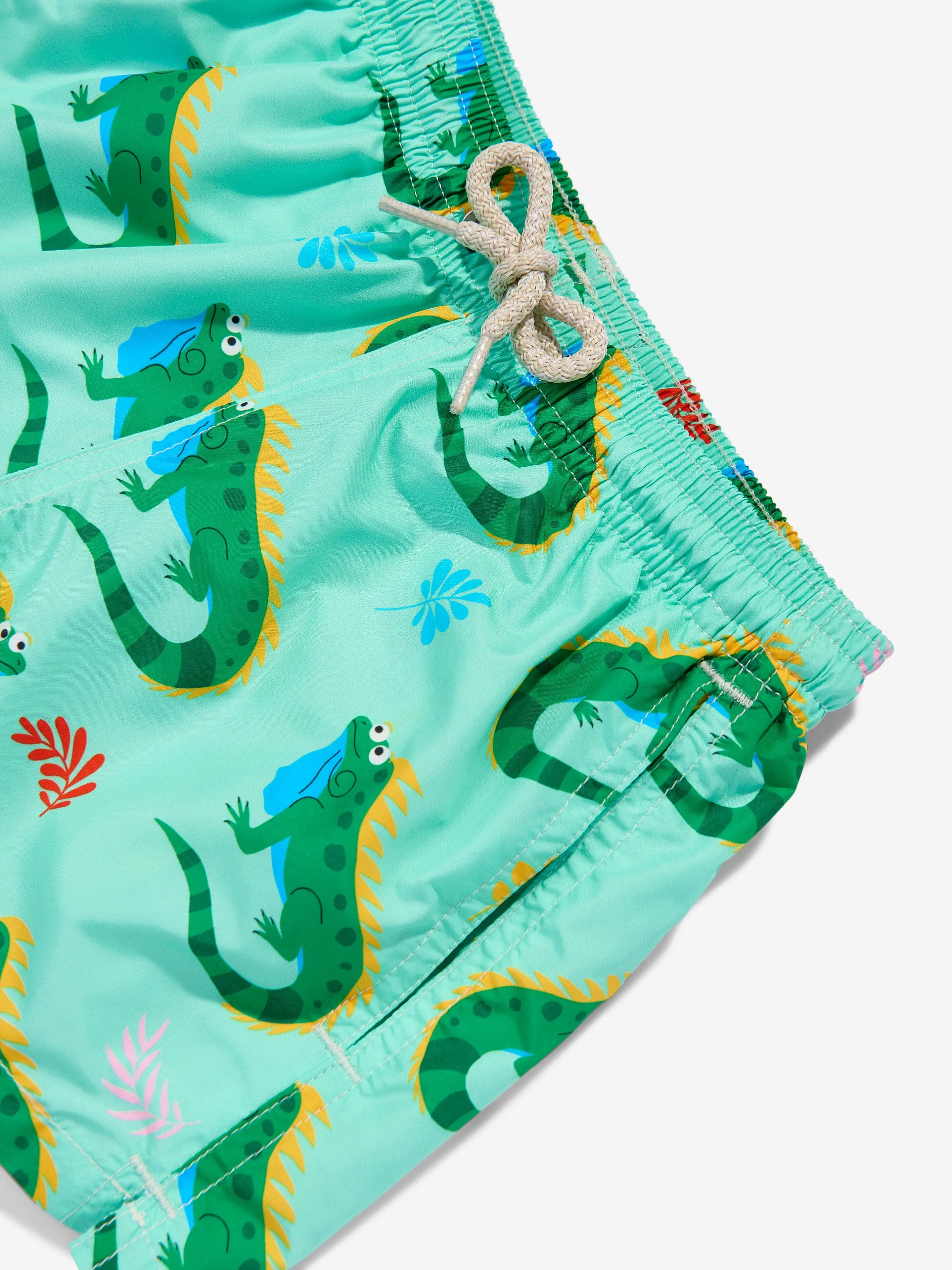 MC2 Saint Barth Boys Funny Iguana Swim Shorts in Green