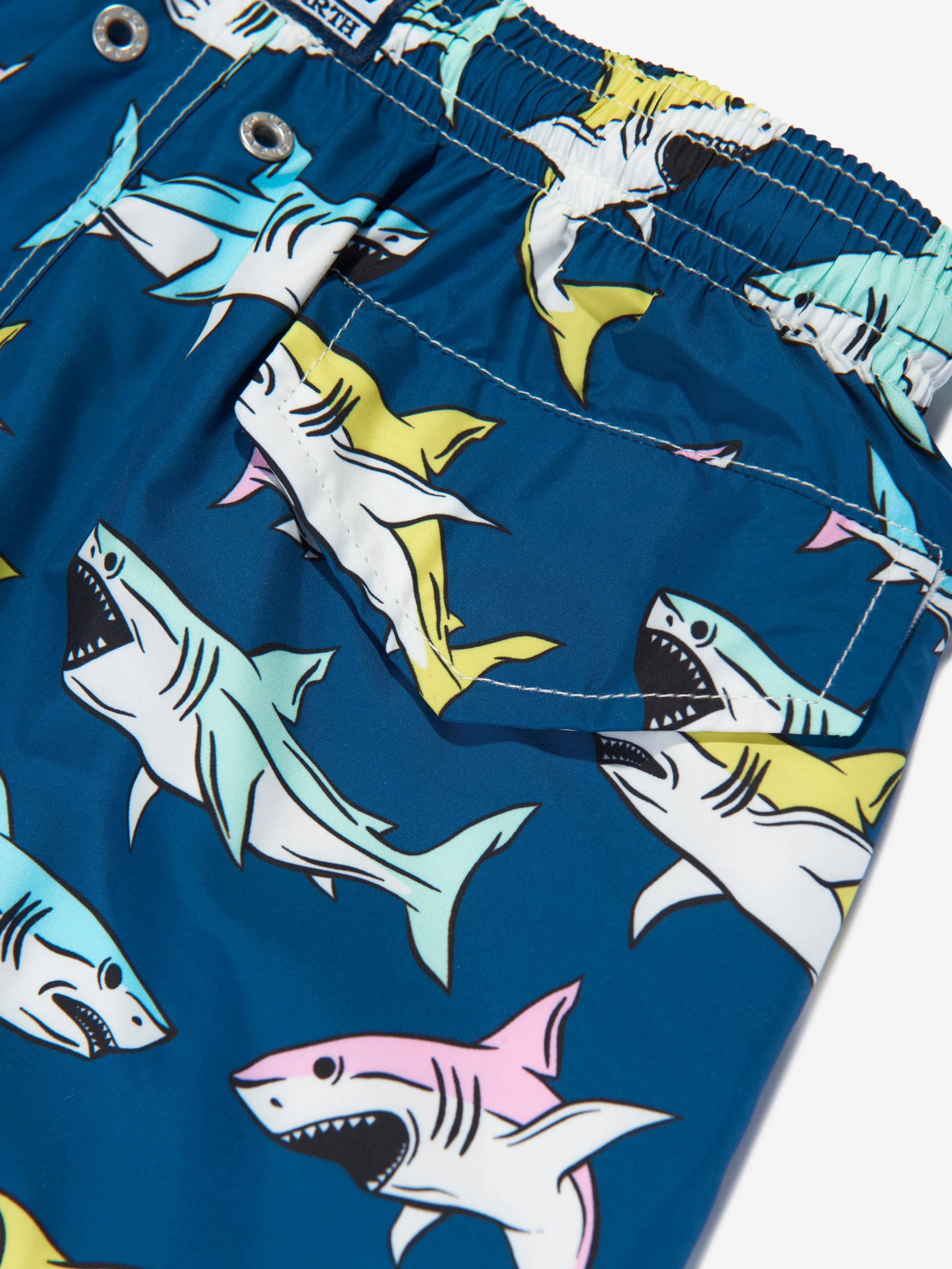 MC2 Saint Barth Boys Shark Swim Shorts in Navy