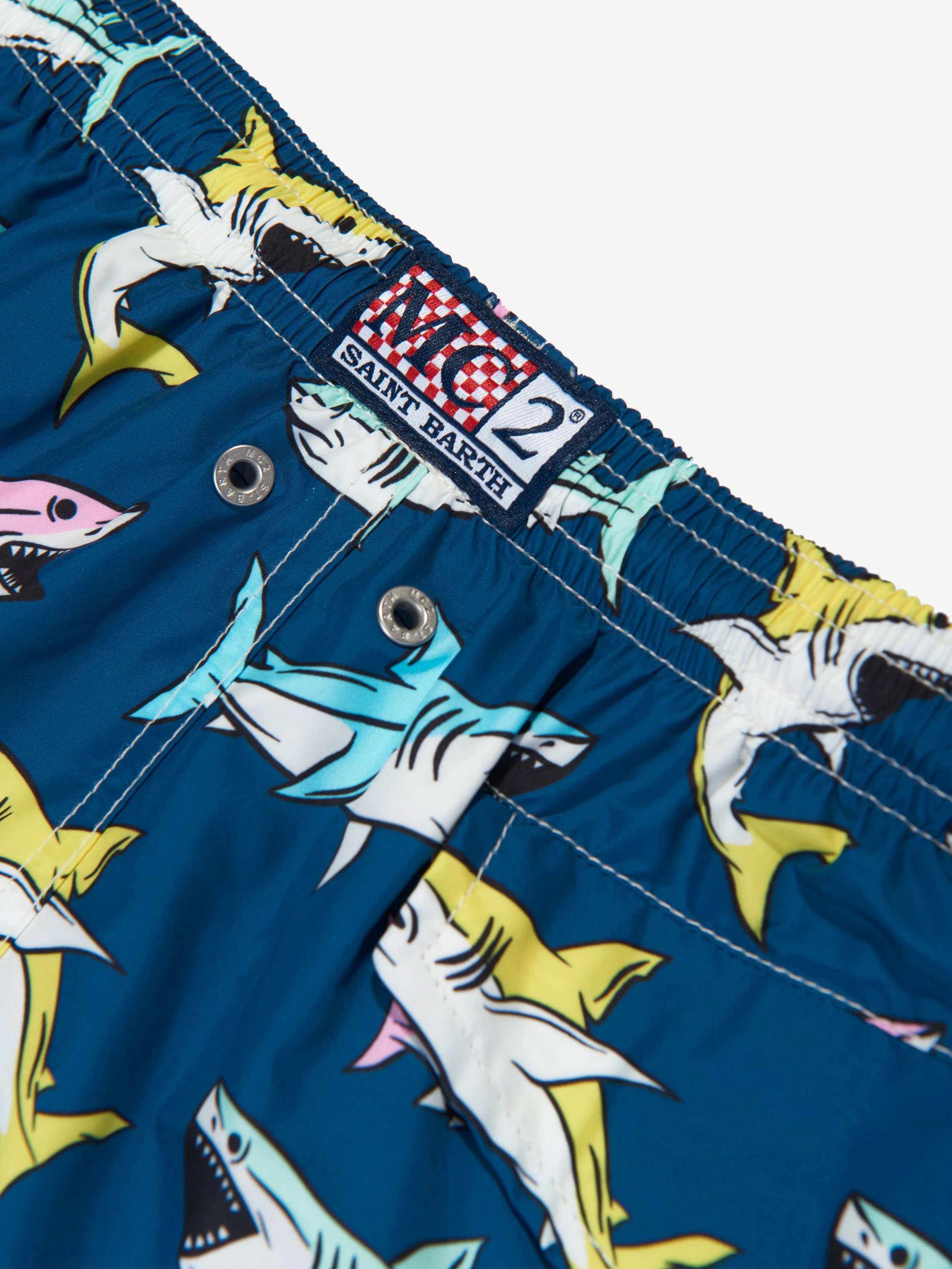 MC2 Saint Barth Boys Shark Swim Shorts in Navy