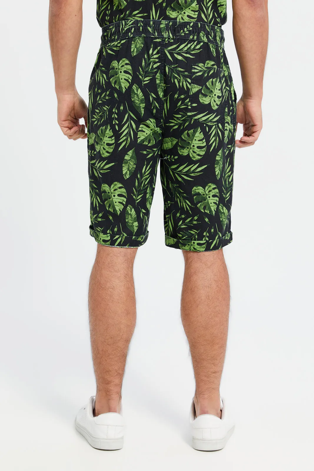 Men Green All-Over Print Bermuda Shorts