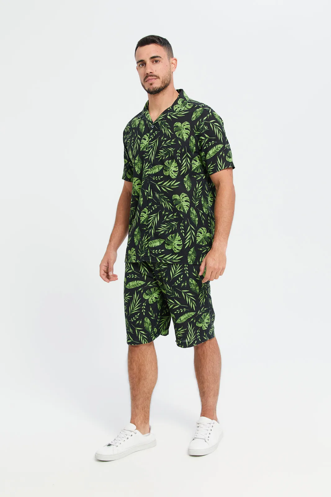 Men Green All-Over Print Bermuda Shorts