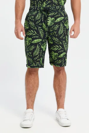 Men Green All-Over Print Bermuda Shorts