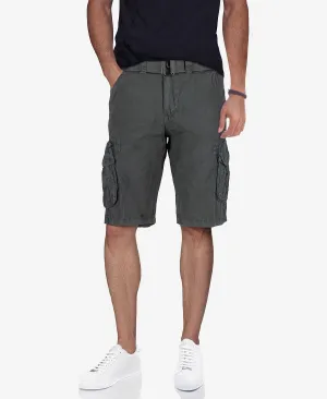 Men's cargo shorts with double pocket and X-Ray belt, gray