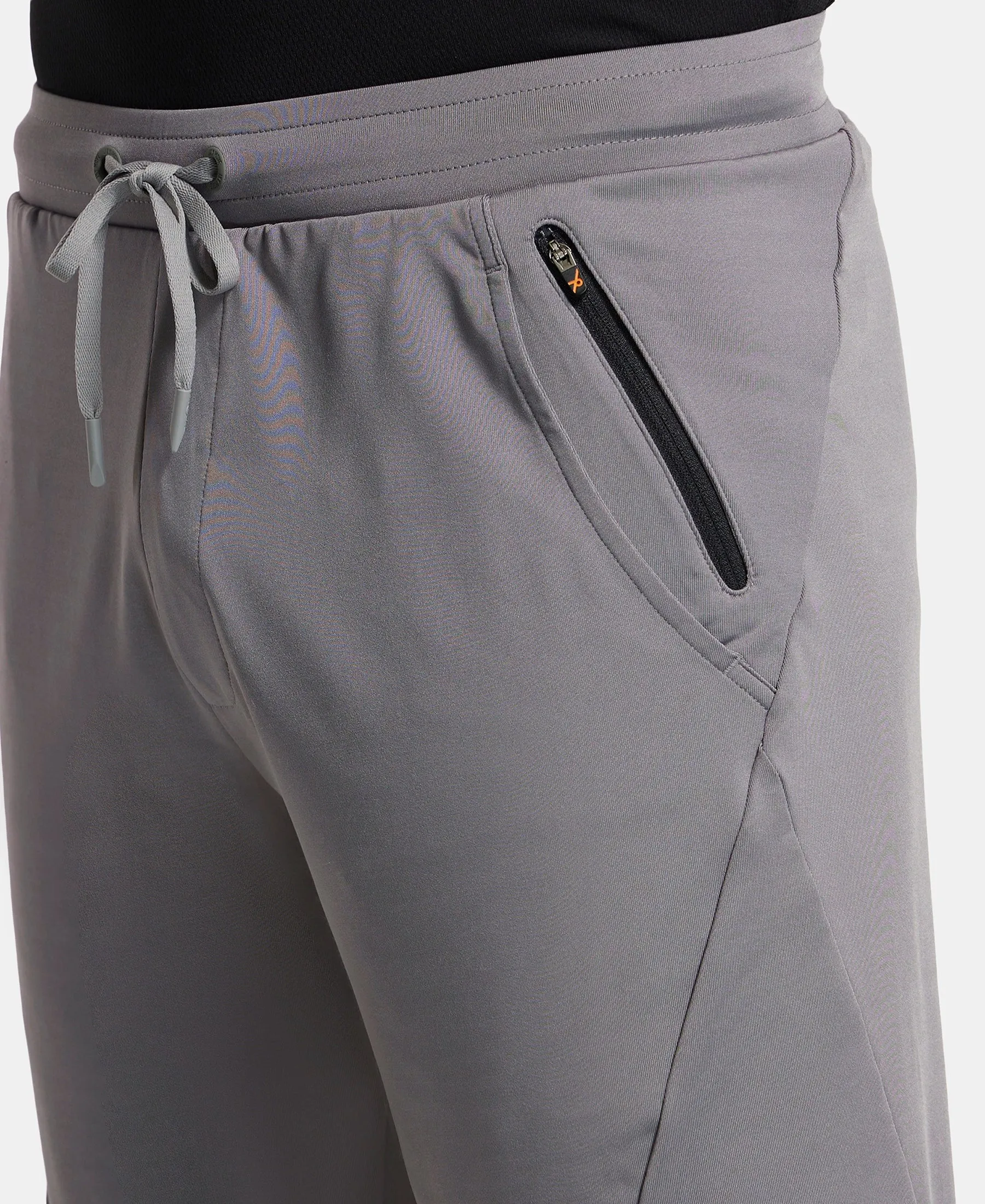 Microfiber Elastane Stretch Solid Shorts with Zipper Media Pocket and StayFresh Treatment - Performance Grey