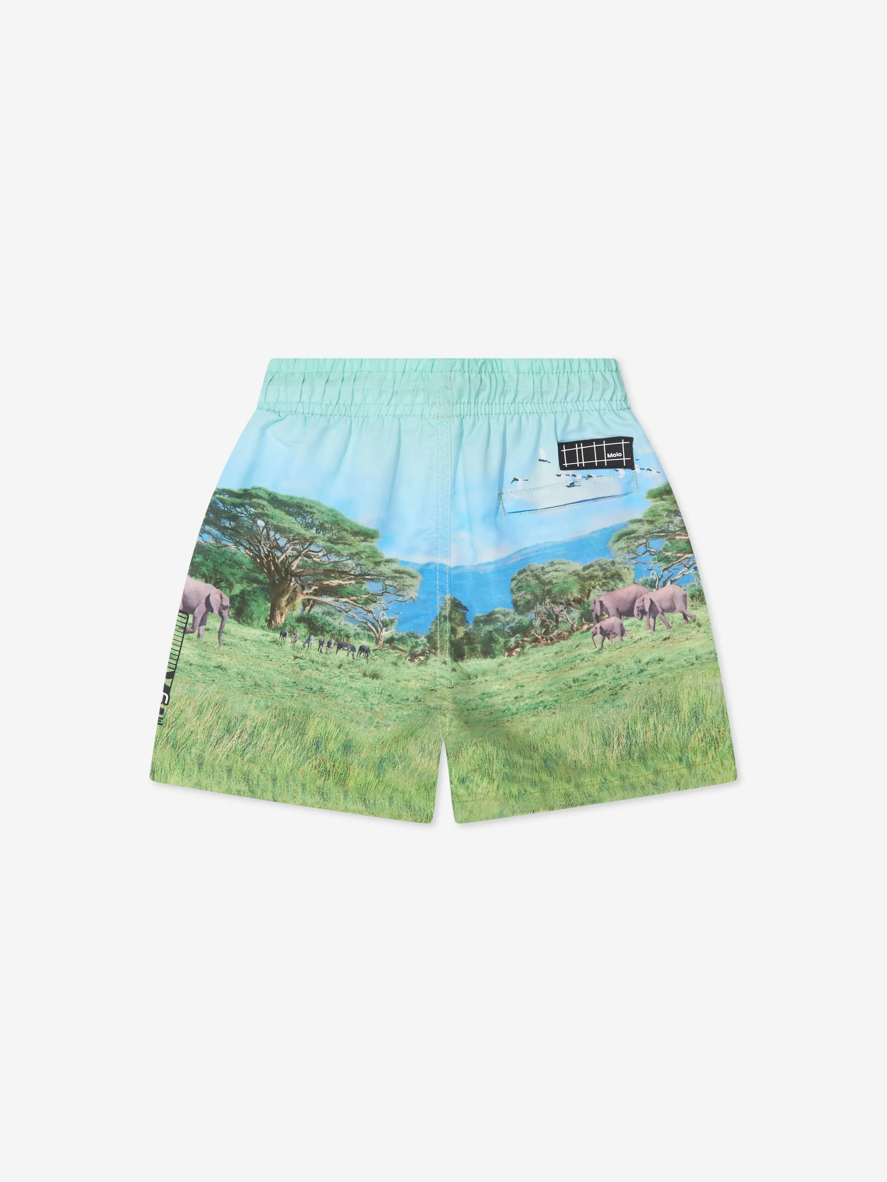 Molo Boys Lion Print Niko Swim Shorts In Blue