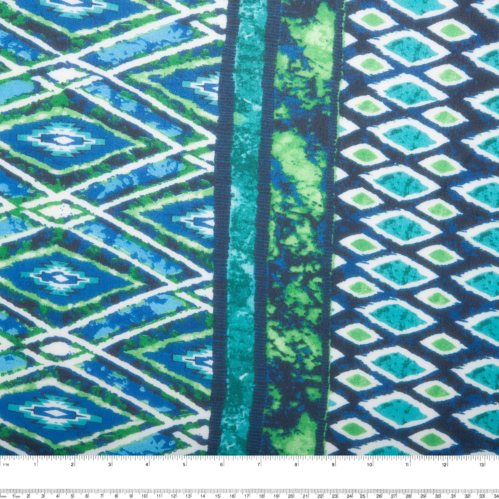 Novelty  Polyester Print - Diamonds - Blue / Green