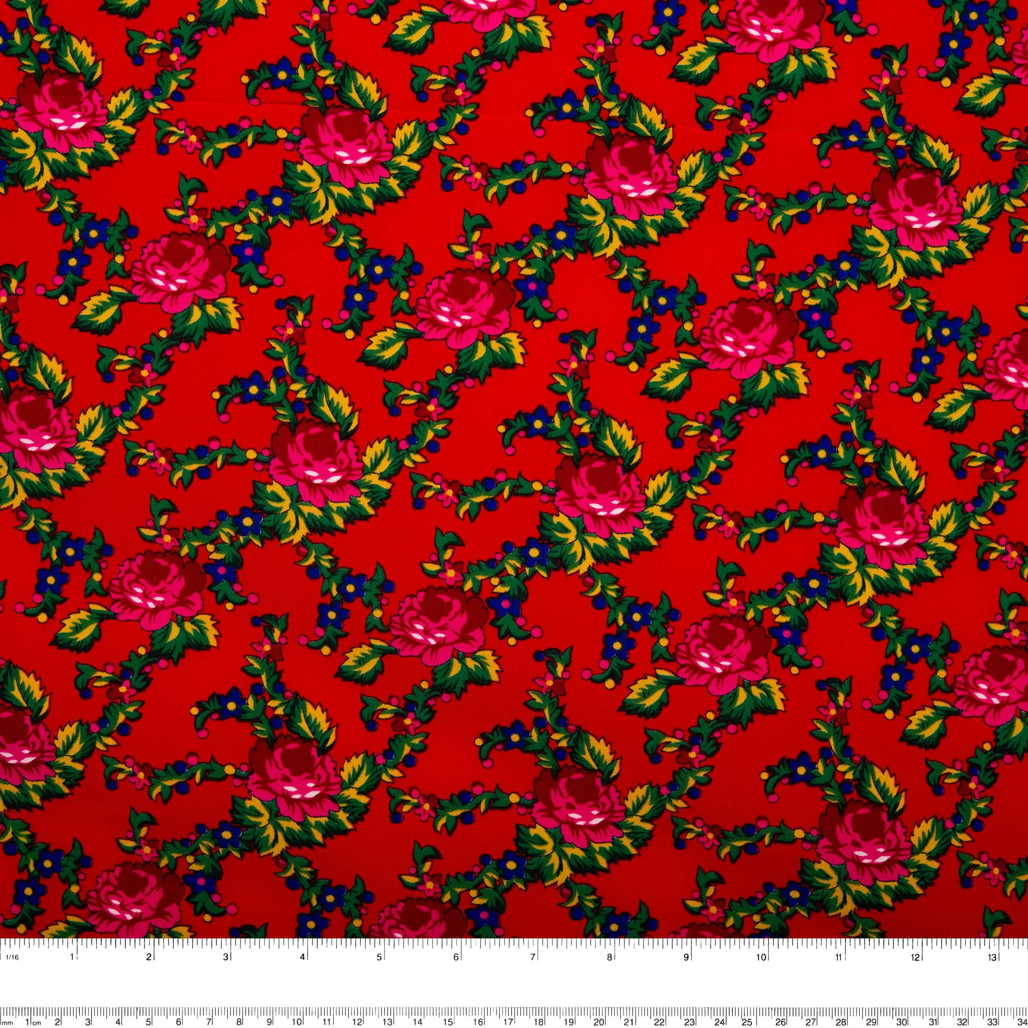 Novelty  Polyester Print - Roses - Red / Green