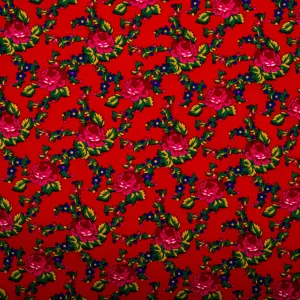 Novelty  Polyester Print - Roses - Red / Green