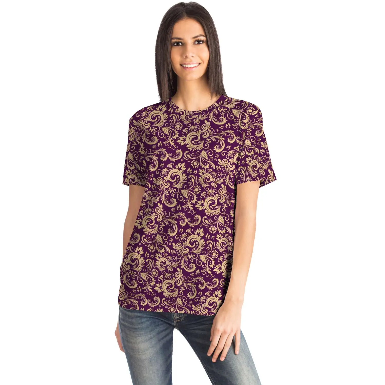 Oriental Floral Pattern - Amethyst | Unisex T-Shirt | Mandalazed