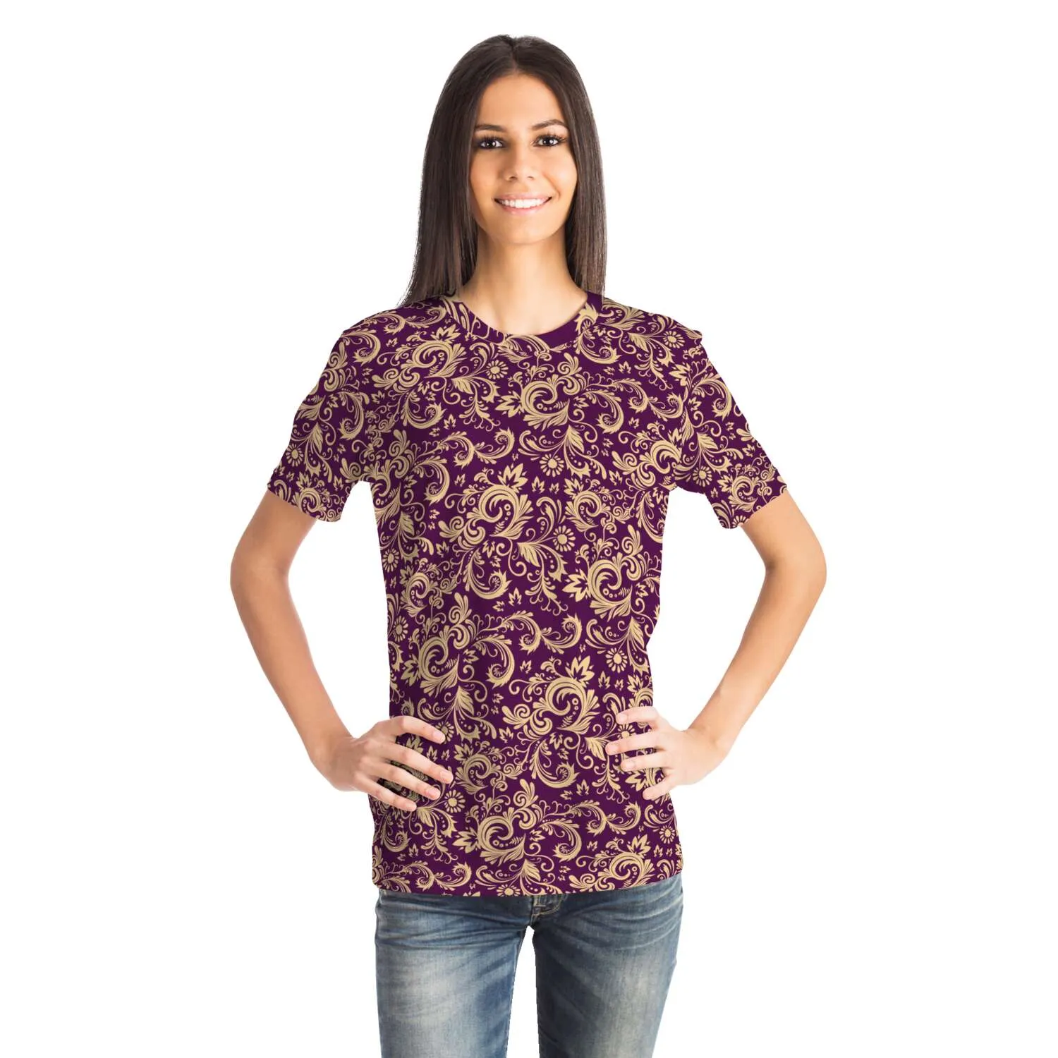 Oriental Floral Pattern - Amethyst | Unisex T-Shirt | Mandalazed