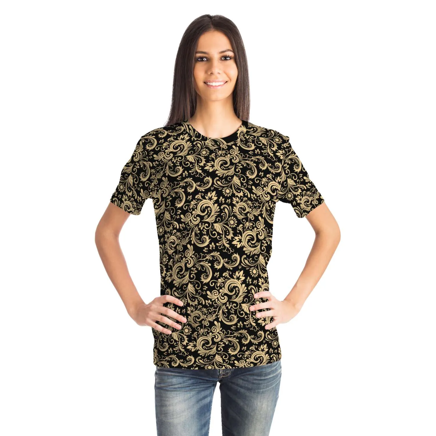 Oriental Floral Pattern - Onyx | Unisex T-Shirt | Mandalazed