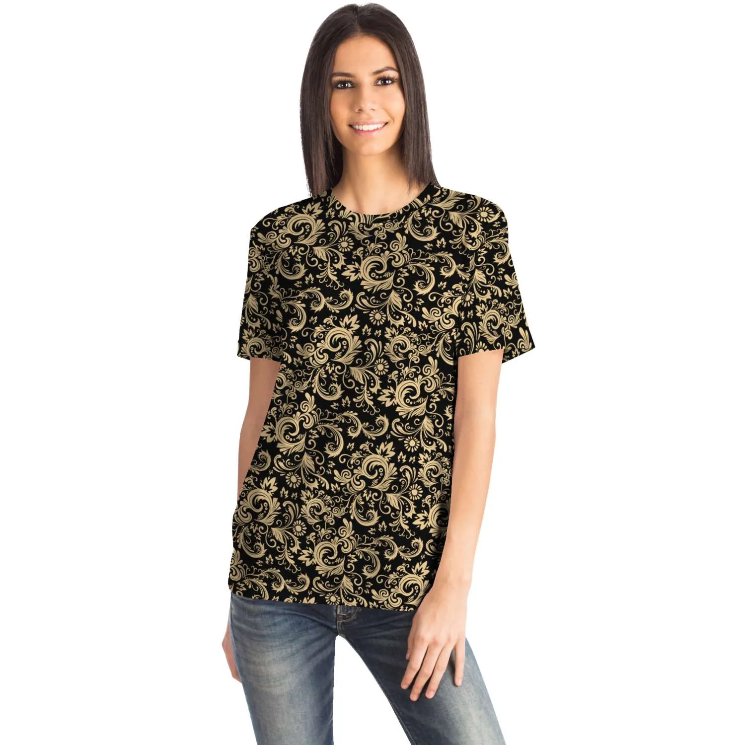 Oriental Floral Pattern - Onyx | Unisex T-Shirt | Mandalazed