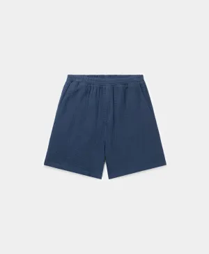 Pageant Blue Enzi Seersucker Shorts