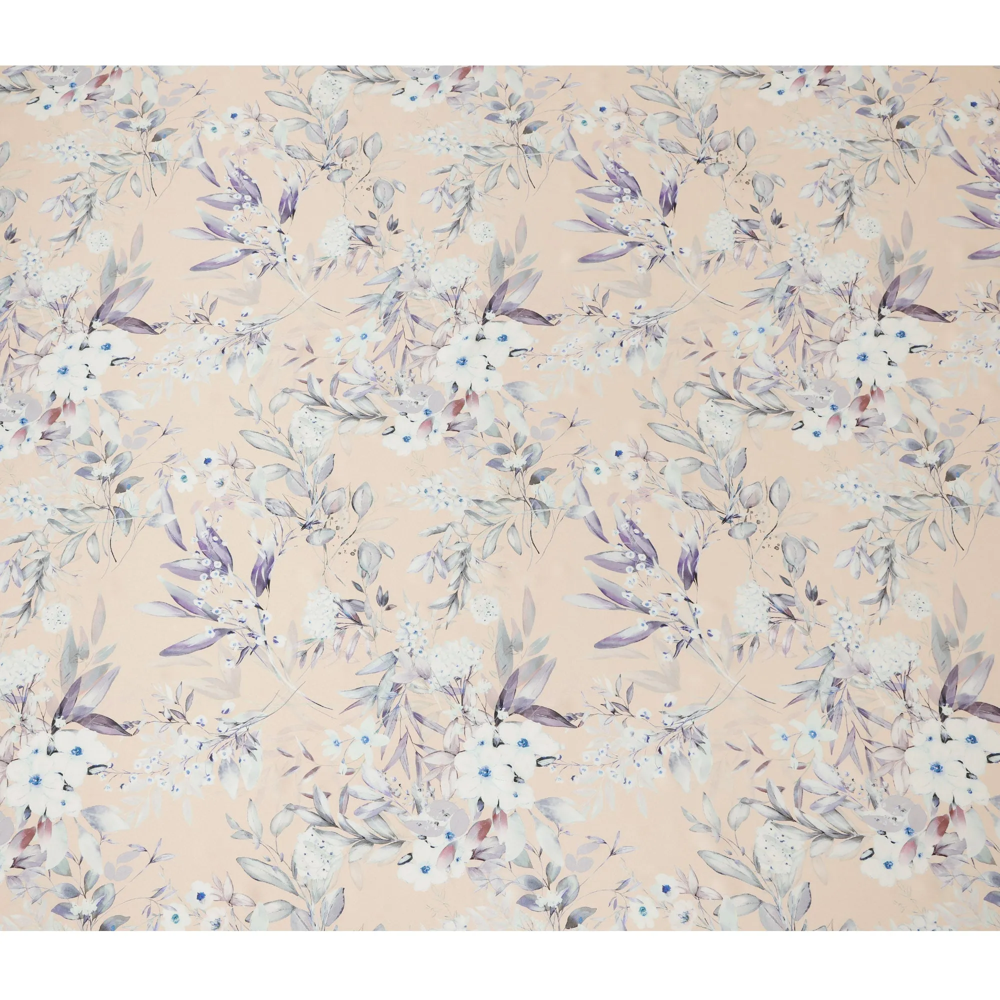 Peach Blush Floral Pure Silk Satin Fabric - 140 cm Width, Made in Italy-D20729