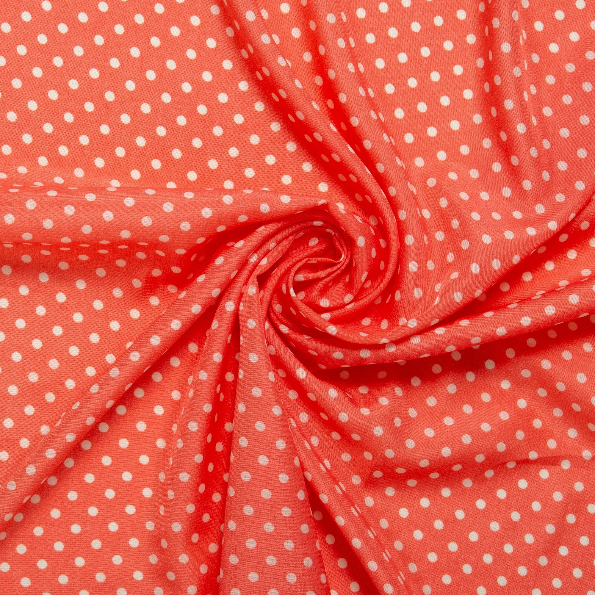 POLKA DOT Printed Polyester - Coral red