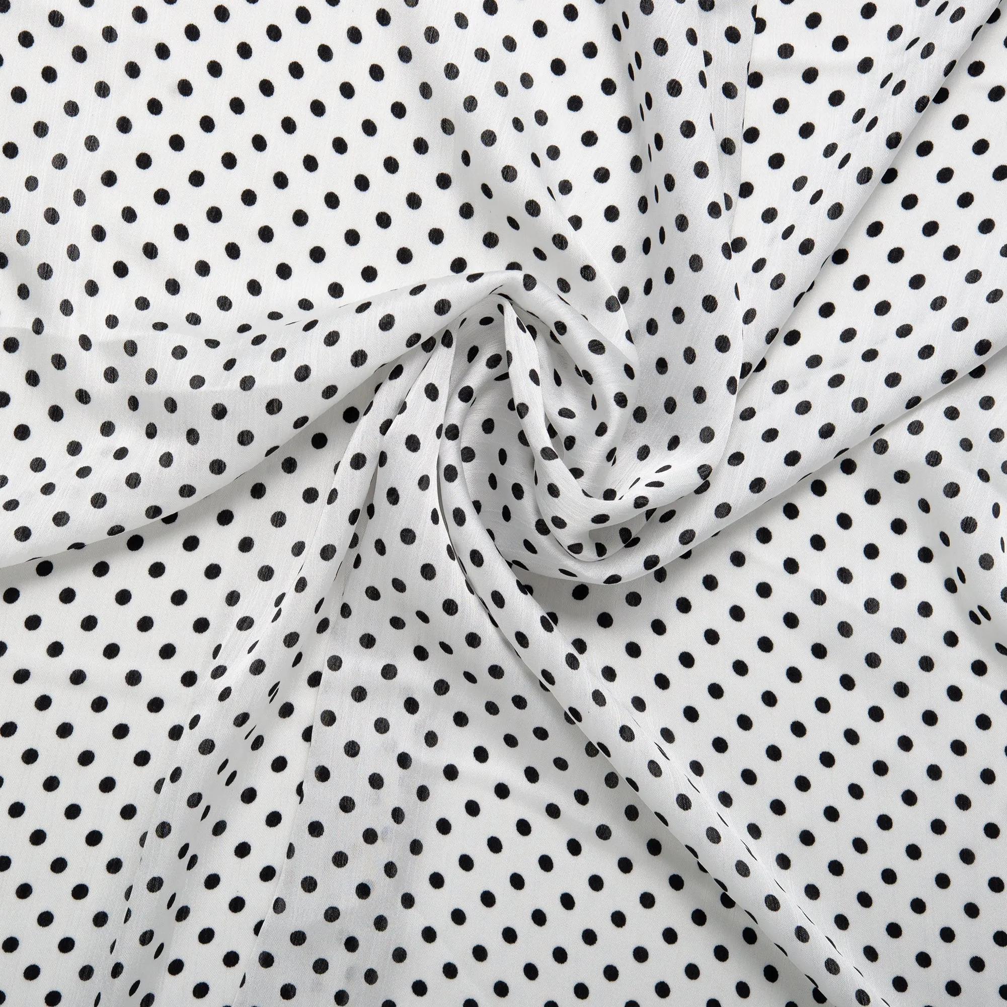 POLKA DOT Printed Polyester - White / Black