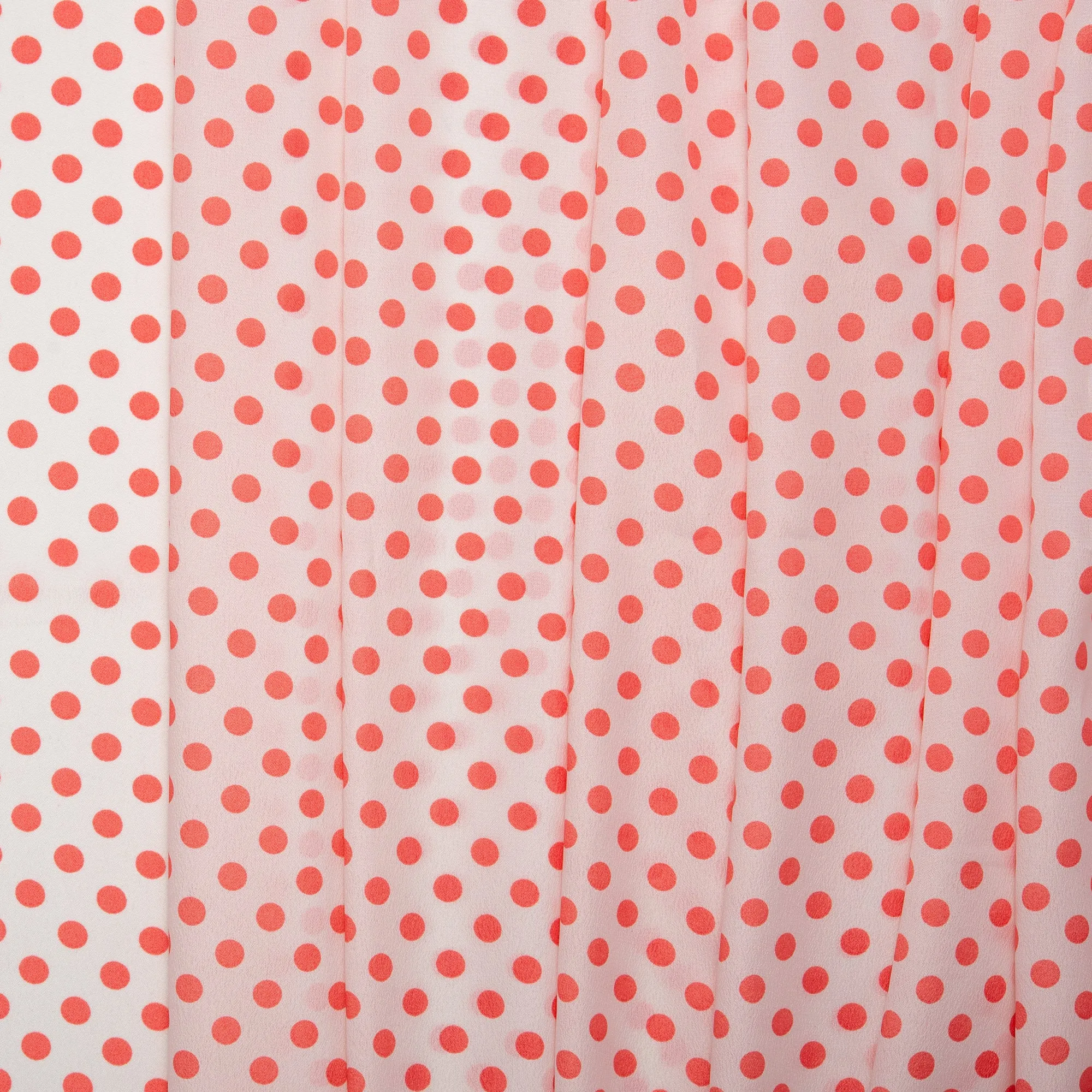 POLKA DOT Printed Polyester - White / Coral