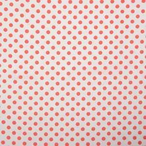 POLKA DOT Printed Polyester - White / Coral