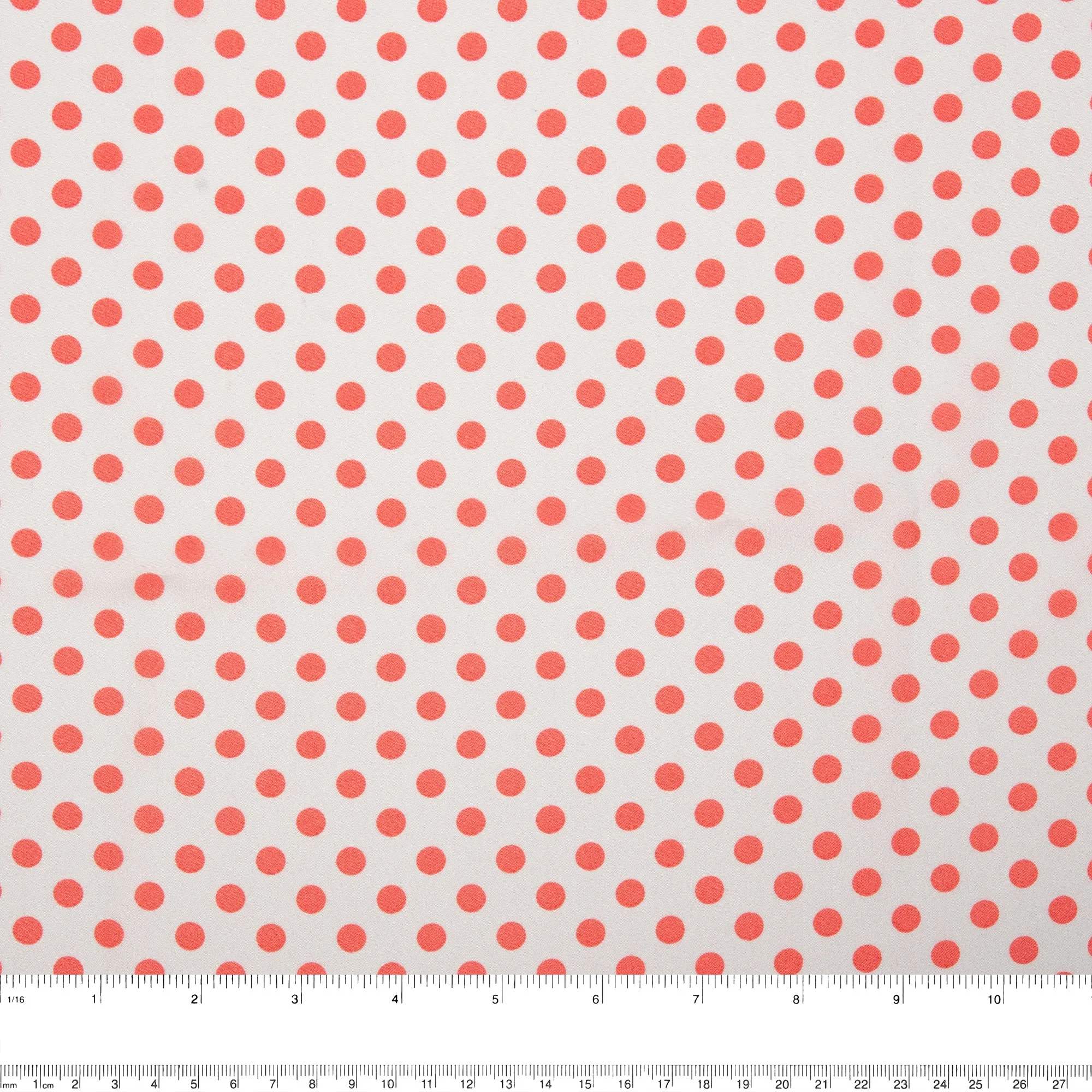 POLKA DOT Printed Polyester - White / Coral