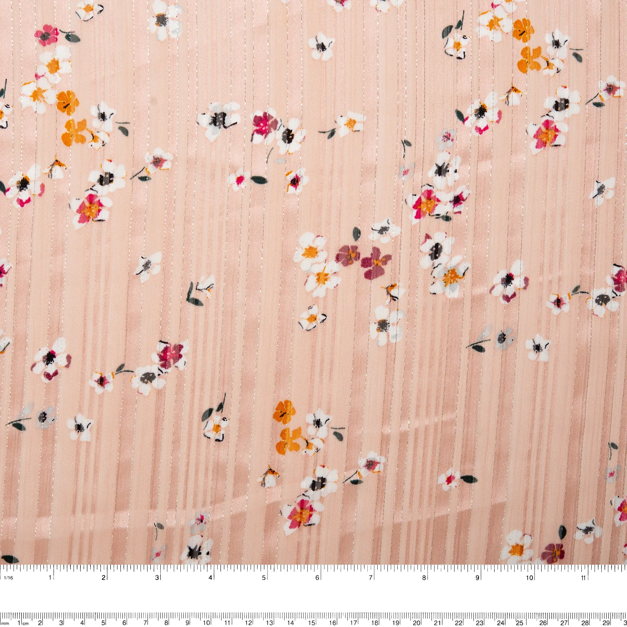 Printed polyester - MARCELINE - Daisy - Peach