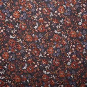 Printed polyester - OLIVIA - Florals - Orange