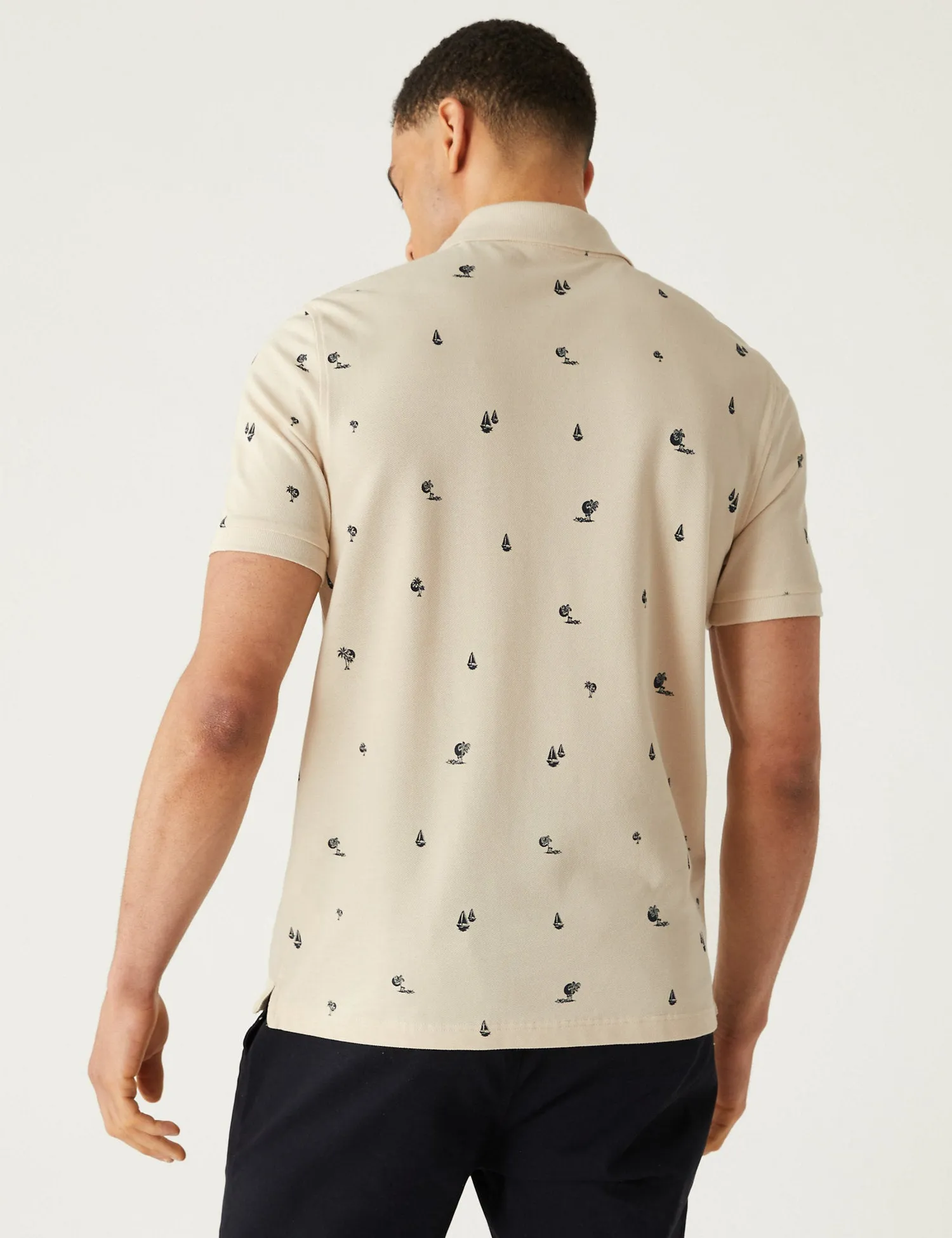 Pure Cotton Palm Print Polo Shirt